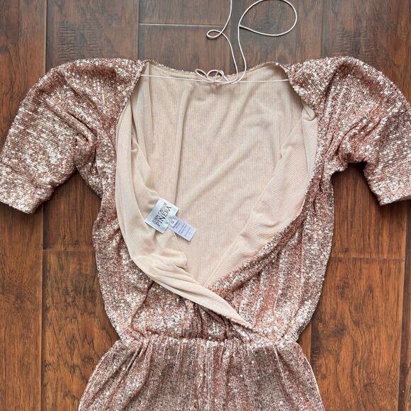 Juan Carlos Pink Sequin Romper Sz Small Bachelorette Birthday Party Vegas Bridal - Picture 14 of 15